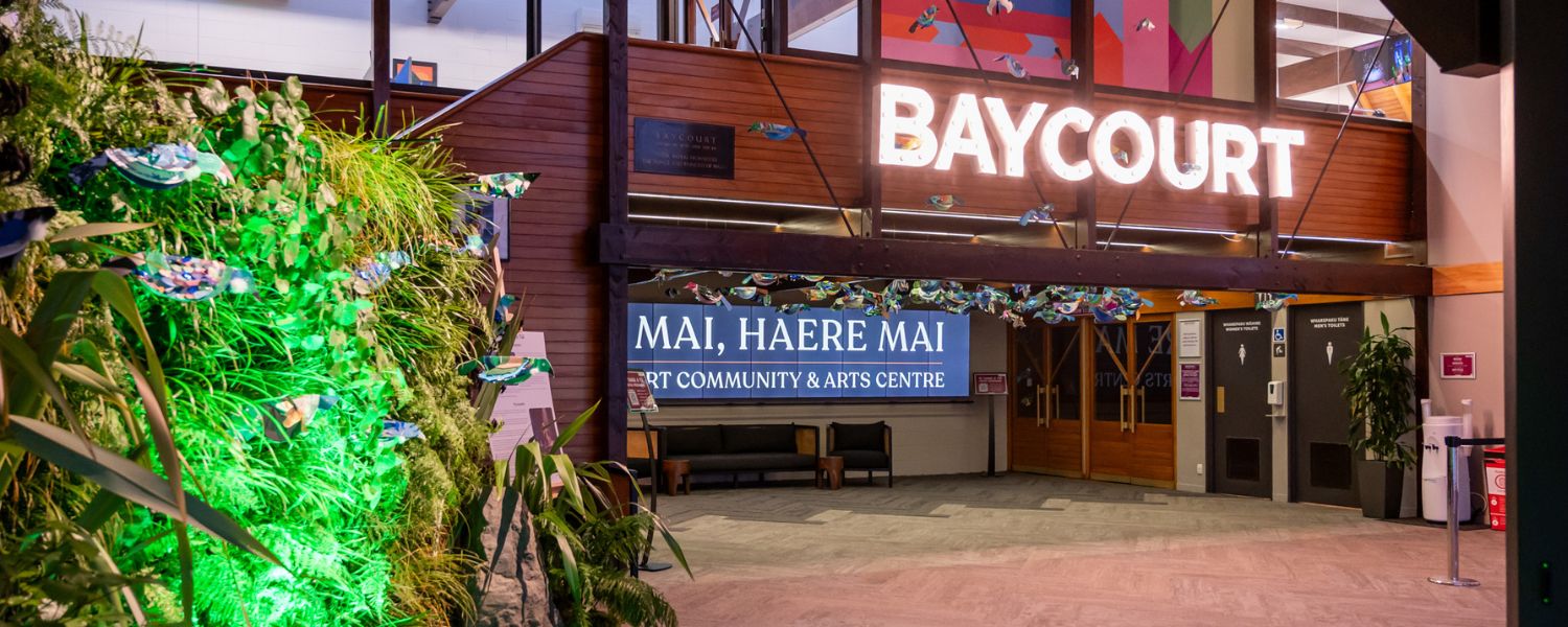 Baycourt foyer entrance and visitor information area.