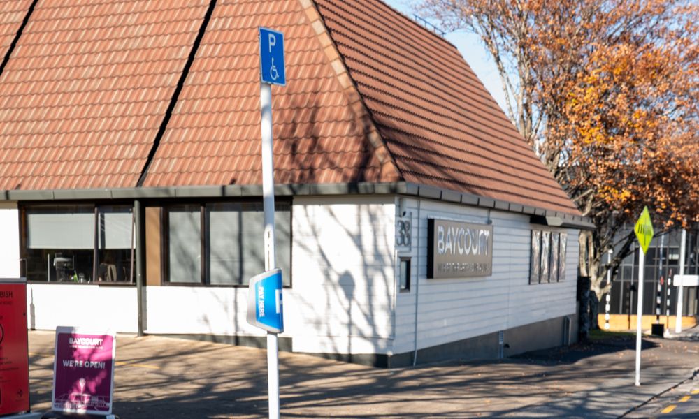 Mobility parking available outside Baycourt on Durham Street.